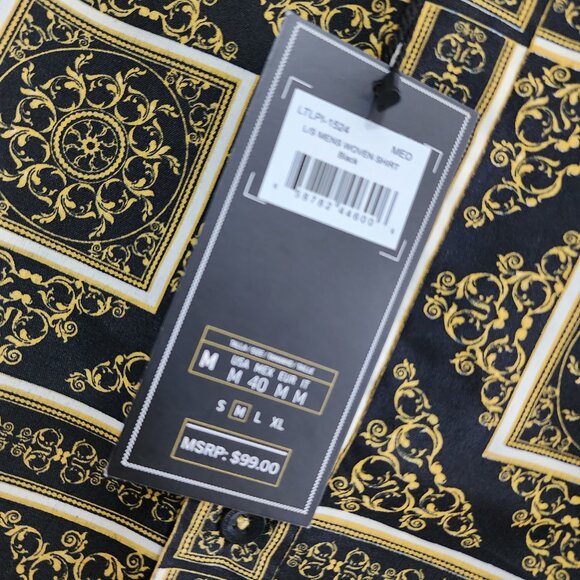 NWT Level Ten Baroque Shirts Mens M Black Gold - Picture 8 of 8